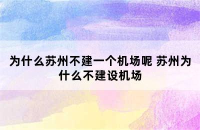 为什么苏州不建一个机场呢 苏州为什么不建设机场